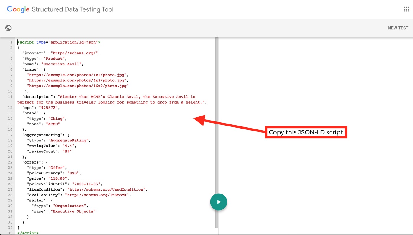 Product Template Schema Markup