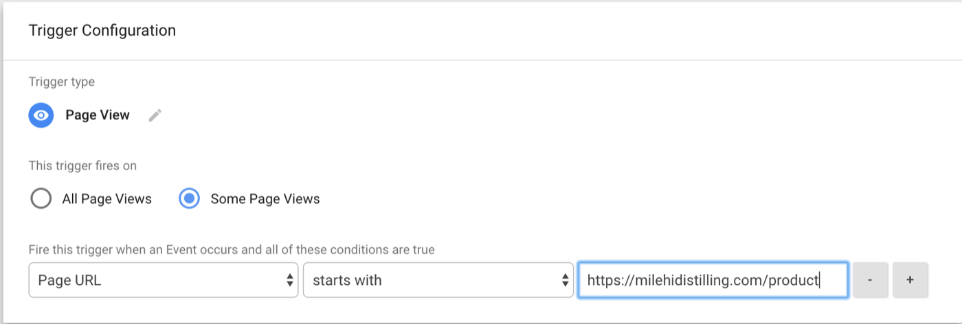 Trigger Configuration Page View